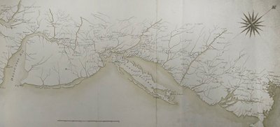 Ogólna mapa obozów i przemarszów armii w Ameryce na rozkaz Rochambeau, fragment prawej strony, z 