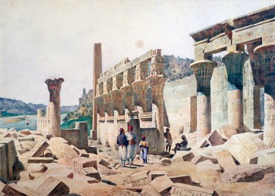Świątynia Wenus Atora, Philae, XIX w. autorstwa F. H. Naudin