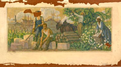 Obfitość dnia dzisiejszego (studium muralu, poczta w Clarksville, Tennessee) autorstwa F. Luis Mora