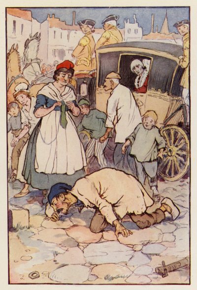 Ilustracja do "Opowieści o dwóch miastach" Charlesa Dickensa (kolorowa litografia) autorstwa F. M. B. Blaikie