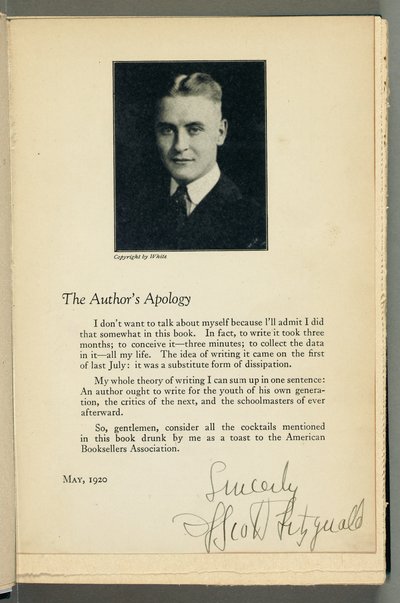 Podpisana kopia „Ta strona raju” autorstwa F. Scott Fitzgerald