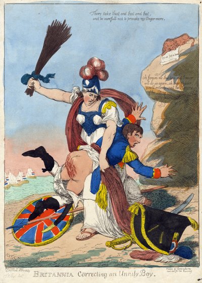 BRITANNIA Poprawianie niesfornego chłopca (Napoleon) autorstwa F. Williams