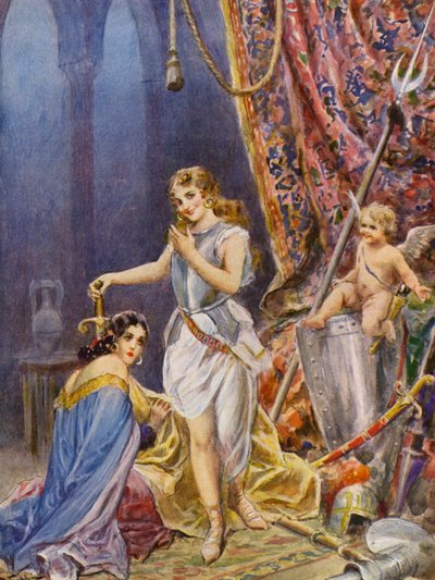 La Gerusalemme Liberata autorstwa Torquato Tasso: Canto VI, strofa 92 (kolorowa litografia) autorstwa Fabio Fabbi