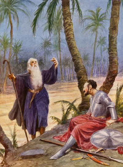 La Gerusalemme Liberata autorstwa Torquato Tasso: Canto X, strofa 9 (kolorowa litografia) autorstwa Fabio Fabbi