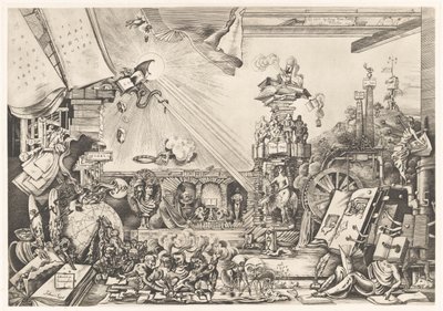 Surrealistyczny występ Librorum Triumphus (tytuł na obiekcie) autorstwa Fabius von Gugel (signed by artist)