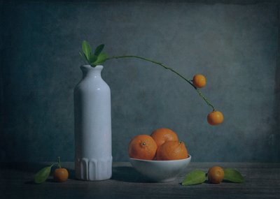 Nastrojowa martwa natura z cytrusami autorstwa Fangping Zhou