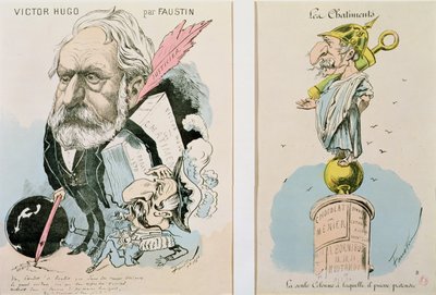 Karykatury Victora Hugo (1802-85) i Napoleona III (1809-73) 1870 autorstwa Faustin