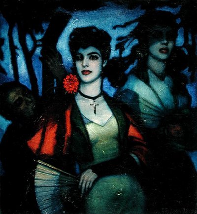Czerwone goździki (olej na płótnie) autorstwa Federico Armando Beltran Masses