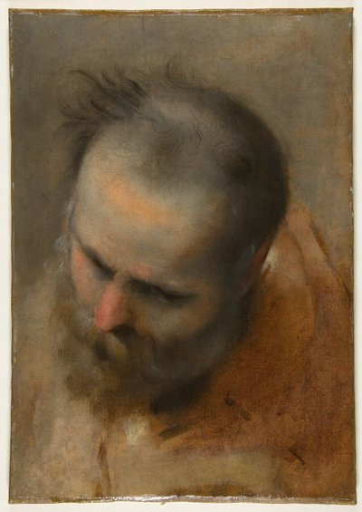 Głowa brodatego mężczyzny spoglądającego w dół w lewo (Nikodem) autorstwa Federico Barocci