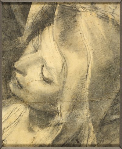 Głowa płaczącej dziewicy: Studium złożenia (recot) Podstawa kolumny (verso) autorstwa Federico Barocci