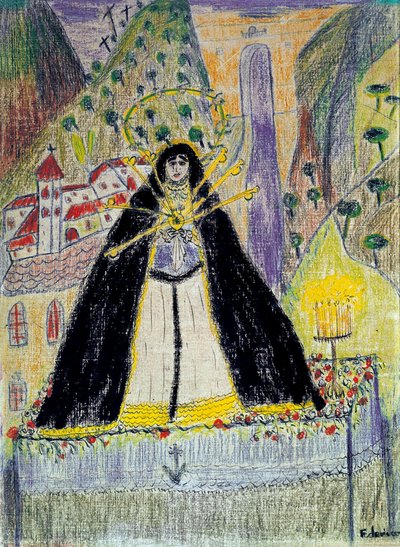 Rysunek do "Dziewicy z siedmioma sztyletami" (Virgen de los siete dolores), XX wiek autorstwa Federico Garcia Lorca