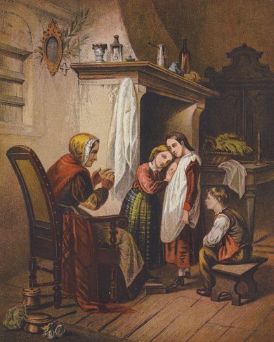 Opowieść babci (kolorowa litografia) autorstwa Federigo Buzzi