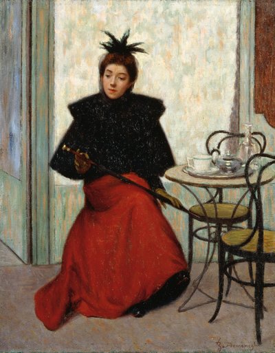 W kawiarni, Federico Zandomeneghi (1841-1917), olej na płótnie, 41x33 cm autorstwa Federigo Zandomeneghi