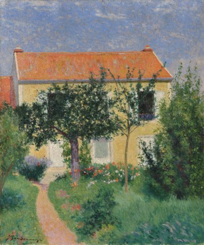 Czerwony dach, ok. 1882-83 (olej na płótnie) autorstwa Federigo Zandomeneghi