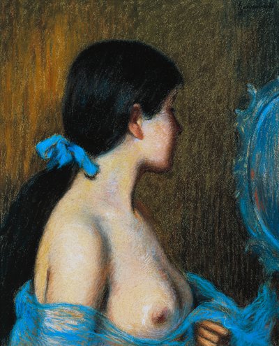 Młoda kobieta przy lustrze, Federico Zandomeneghi (1841-1917), pastel na papierze oprawiony na płótnie, 46x38 cm autorstwa Federigo Zandomeneghi