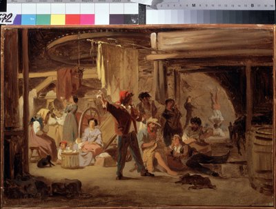 Za sceną cyrkową. Obraz Fiodora Andejewicza Bronnikowa (1827-1902). olej na płótnie autorstwa Fedor Andreevich Bronnikov