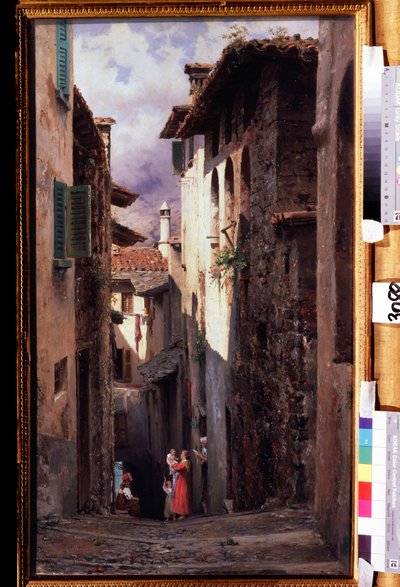 „Scene de rue a Bellagio en Italie” Peinture de Fiodor Andreyevich Bronnikov (1827-1902) 1875 Państwowa Galeria Tretiakowska, Moskwa autorstwa Fedor Andreevich Bronnikov