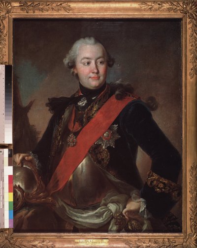 Portret przywódcy wojskowego i politycznego, ulubionego cesarzowej Katarzyny II (1729-1796), hrabiego Grigorija Orłowa (lub Orloffa autorstwa Fedor Stepanovich Rokotov