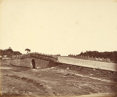 Most Pa-lu-chian, miejsce walki z chińskimi oddziałami cesarskimi w pobliżu Pekinu, 21 września 1860 r. autorstwa Felice Beato