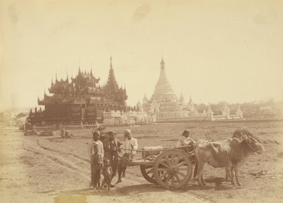 Pagoda i Kyaung zbudowane przez kapitana ochroniarza króla Thibaw Mina autorstwa Felice Beato