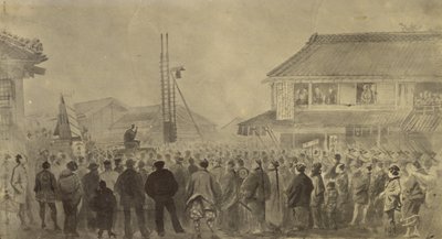 Kopia fotograficzna rysunku Charlesa Wirgmana z egzekucji autorstwa Felice Beato