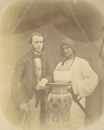 Portret J.D. Forsytha, Esq., CS Sec., Naczelnego Dowódcy w Oude ze swoim indyjskim sługą autorstwa Felice Beato