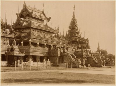 Hman Kyaung lub szklany klasztor, Birma, ok. 1890 (odbitka albuminowa) autorstwa Felice Beato