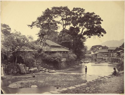 Widok w rodzinnym mieście, Nagasaki autorstwa Felice Beato