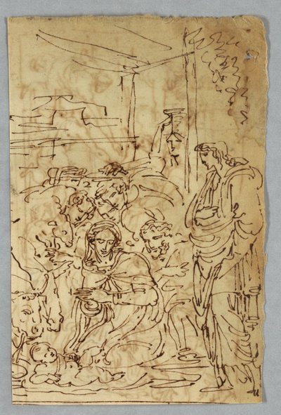 Adoracja pasterzy; Arcangle St. Michael wg Rafaela; św. Małgorzata według Rafaela; Aloof de Wignancourt autorstwa Caravaggia; Putti; Studium potopu; Verso: Usposobienie według Volterry; św. Ceklia według Rafaela; Część małżeństwa Henryka IV z... autorstwa Felice Giani