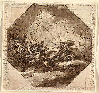 Apollo w swoim rydwanie z Aurora, Pokój Ottogonale, Palazzo Milzetti, Faenza autorstwa Felice Giani