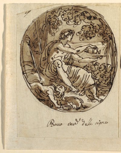 Bachus, Projekt sufitu sklepionego, Sala dei Legislatori, Palazzo Conti-Sinibaldi, Faenza autorstwa Felice Giani