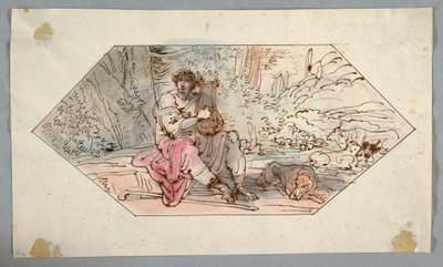 Rysunek Apollo pilnujący stad króla Admetusa, 1780-1800 autorstwa Felice Giani