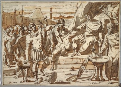 Rysunek, Caius Mucius Scaevola i Porsena, 1800-1820 autorstwa Felice Giani
