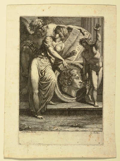Rysunek, akwaforta: Frontispis lub strona dedykacyjna, 1785 r. autorstwa Felice Giani