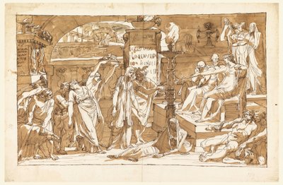 Rysunek, Hades; Persefona w podziemiach (ofiara dla Prozerpiny), ok. 1820 r. autorstwa Felice Giani