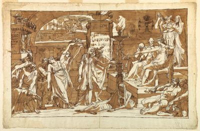 Rysunek, Hades; Persefona w podziemiach (ofiara dla Prozerpiny), ok. 1820 r. autorstwa Felice Giani