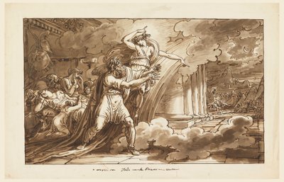 Rysunek, Iris zachęca Priama do odebrania ciała Hektora Achillesowi, 1810-20 autorstwa Felice Giani