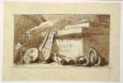 Rysunek, Pomnik dla Accademia della Pace, 1810-20 autorstwa Felice Giani
