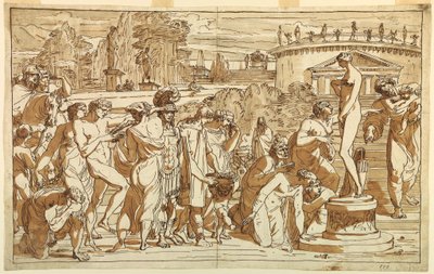 Rysunek, Kult Wenus w klasycznym krajobrazie, ok. 1820 r. autorstwa Felice Giani