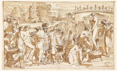 Rysunek, Kult Wenus w klasycznym krajobrazie, ok. 1820 r. autorstwa Felice Giani