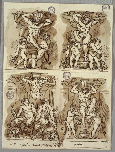 Cztery Herms, Studia po Carracci autorstwa Felice Giani