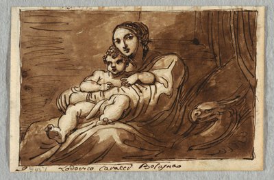 Madonna z Dzieciątkiem, studium według Lodovico Carracci autorstwa Felice Giani