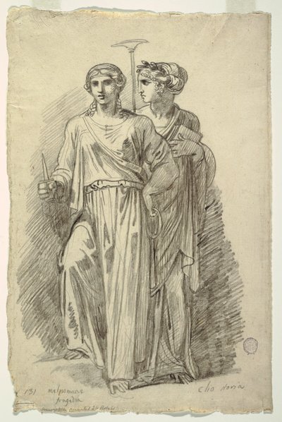 Melpomena, muza tragedii i Clio, muza historii autorstwa Felice Giani