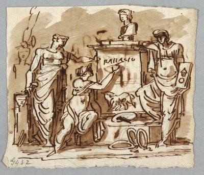 Pomnik po Palladio z popiersiem Palladia i wilkiem z Romulusem i Remusem autorstwa Felice Giani