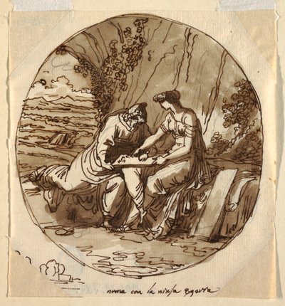 Numa Pompilius i Egeria, Sala di Numa Pompilius, Palazzo Milzetti, Faenza autorstwa Felice Giani