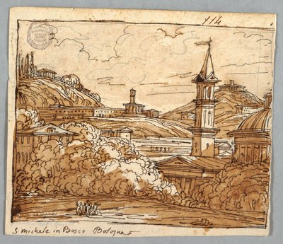 Sketchbook Page, Folio 57: Studium według Michele w Bosco, Bolonia; Verso, Detale architektoniczne autorstwa Felice Giani