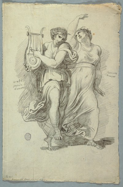 Terpsichore, Muza Tańca i Erato, Muza Poezji Miłosnej autorstwa Felice Giani
