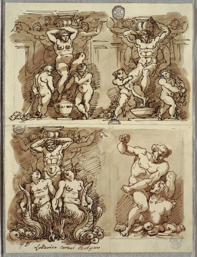 Trzy Herms, Studia według Carracci autorstwa Felice Giani