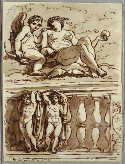 Wenus i Kupidyn, Studium według Annibale Carracci autorstwa Felice Giani