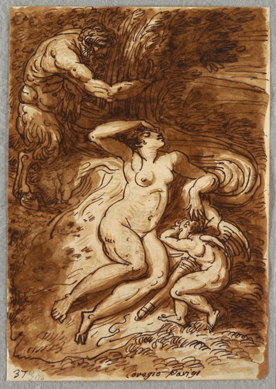 Wenus i Kupidyn i Satyr, Studium według Correggio autorstwa Felice Giani